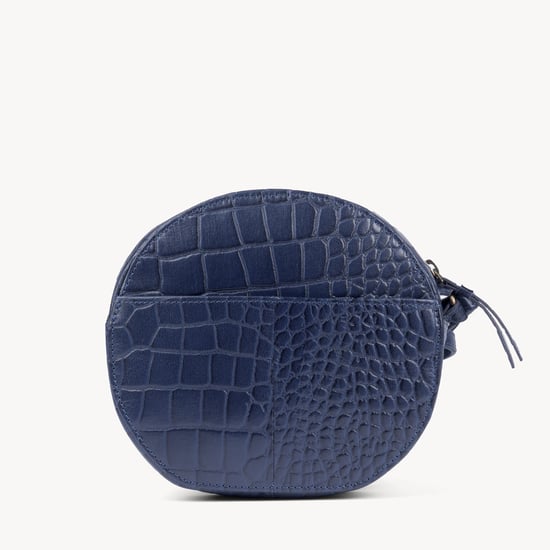 JANE' Embossed Croc Leather Round Designer Crossbody Bag - Image 4