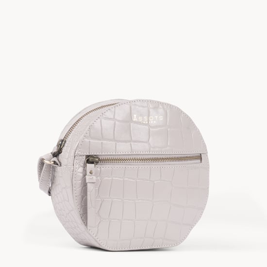 JANE' Embossed Croc Leather Round Designer Crossbody Bag - Image 2