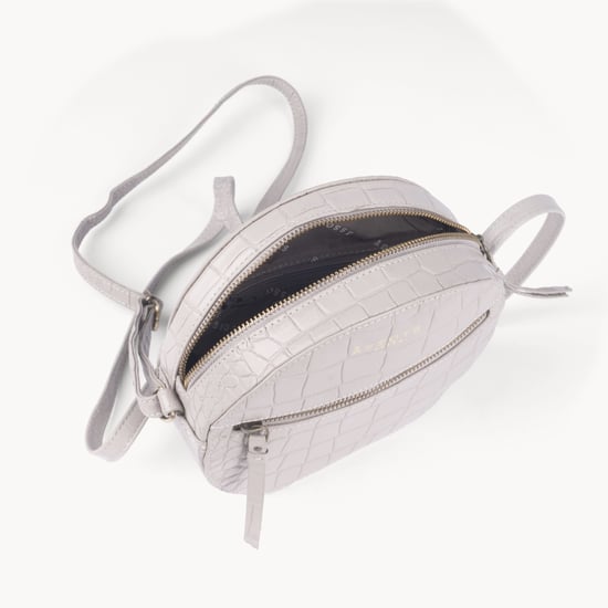 JANE' Embossed Croc Leather Round Designer Crossbody Bag - Image 5