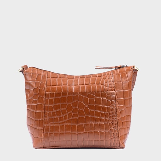 'CAROL' Embossed Croc Real Leather Designer Crossbody Shoulder Bag - Image 5