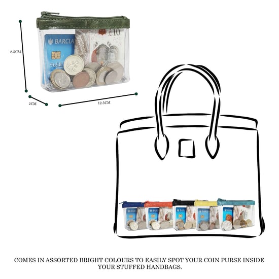 DINAH' Transparent Zip Top Coin Purse - Image 5