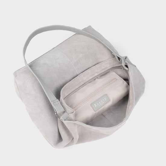 'TINA' Suede Real Leather Unlined Slouchy Shopper Tote Bag - Image 4