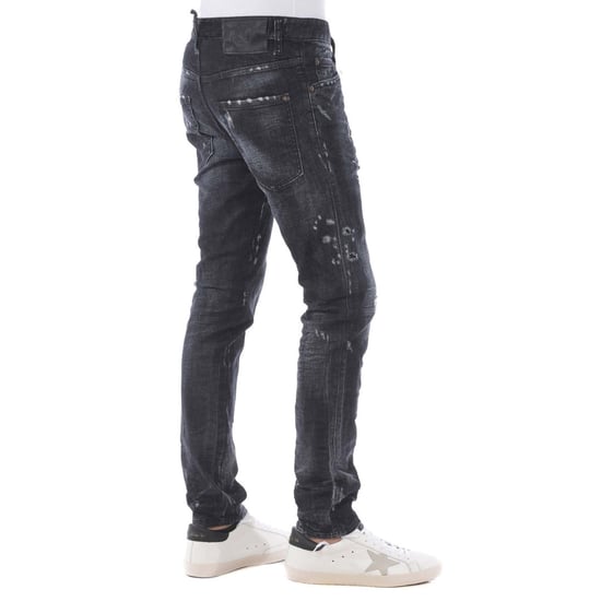 Dsquared2 Skater Jeans Svarta Denimbyxor Med Tejpad Fåll - Image 2