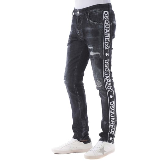 Dsquared2 Skater Jeans Svarta Denimbyxor Med Tejpad Fåll - Image 4