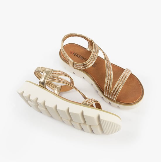 Heavenly Feet Fresco Womens Sandals Gold - Image 2
