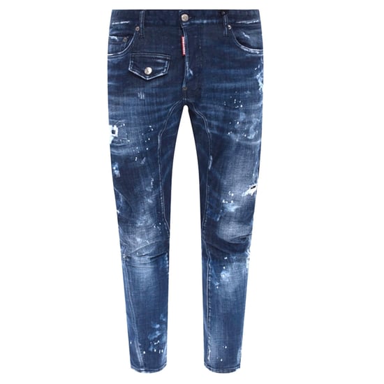 Dsquared2 Tidy Biker Jeans Färgsprut Mörkblå Denimbyxor - Image 1