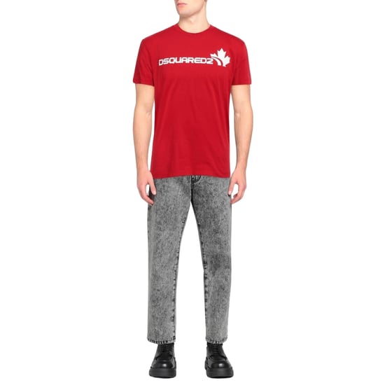 Dsquared2 Wit Maple Leaf Logo Cool Fit Rood T-shirt - Image 2