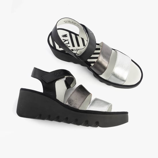 Fly London Bexy575fly Womens Sandals Silver/graphite/black - Image 3