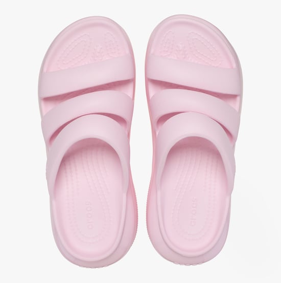 Crocs 209842-6zw Mega Crush Triple Strap Womens Sliders Pink Milk - Image 4