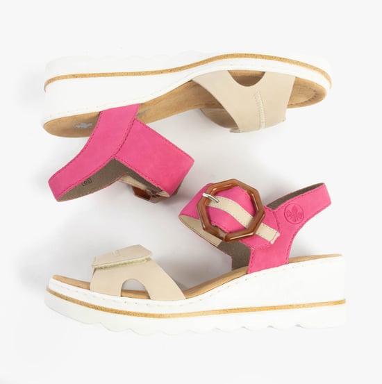 Rieker 67476-31 Womens Sandals Beige Combination - Image 2