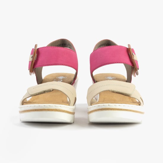 Rieker 67476-31 Womens Sandals Beige Combination - Image 4