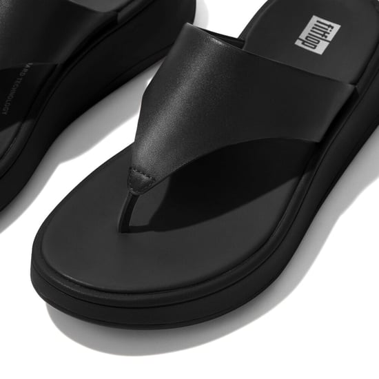 Fitflop F-mode Leather Flatform Womens Toe Post Sandals All Black - Image 3