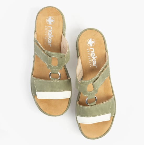 Rieker V1396-52 Womens Sandals Green Combination - Image 2