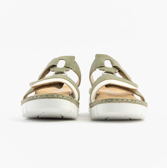 Rieker V1396-52 Womens Sandals Green Combination - Image 4