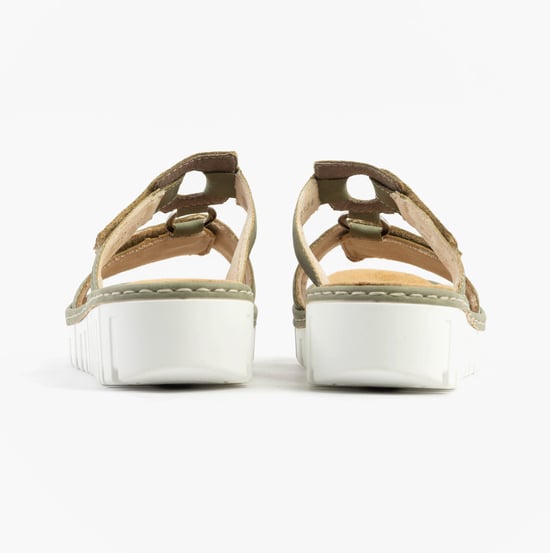 Rieker V1396-52 Womens Sandals Green Combination - Image 5