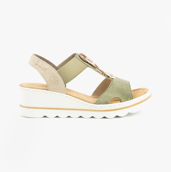 Rieker 67498-52 Womens Sandals Green Combination - Image 1