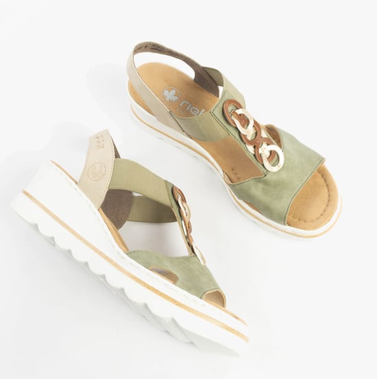 Rieker 67498-52 Womens Sandals Green Combination - Image 2