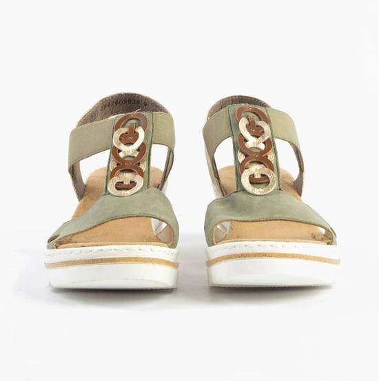Rieker 67498-52 Womens Sandals Green Combination - Image 4