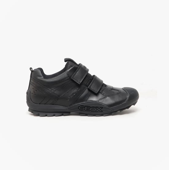 Geox Savage A Boys Leather School Shoes Black - Image 1