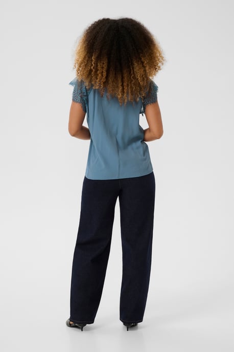 Blouse met korte mouwen CRNola Straight fit blue - Image 2