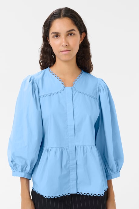 Blouse met korte mouwen KBAnnabelle Peplum fit blue - Image 3