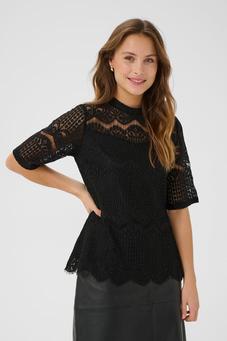 Blouse met korte mouwen CUulia Slim fit black - Image 3