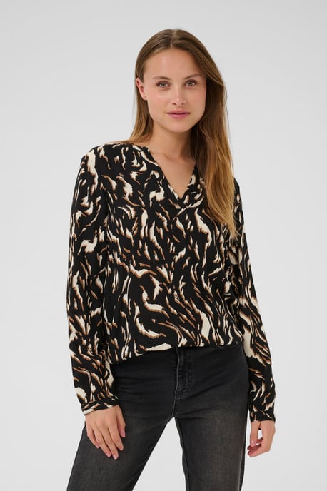 Blouse met lange mouwen KAditte Regular fit black brown - Image 3