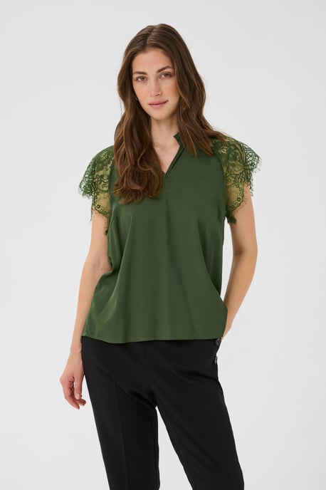 Blouse met korte mouwen CRNola Straight fit green - Image 3