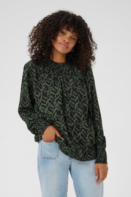 Blouse met lange mouwen KAdina Regular fit black green - Image 3