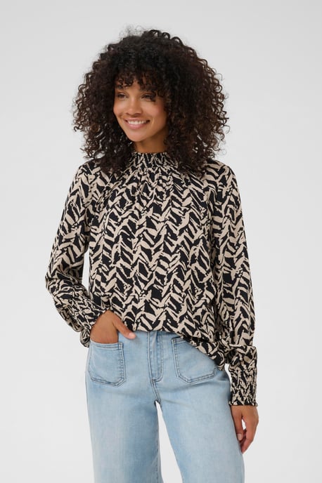 Blouse met lange mouwen KAdina Regular fit black offwhite - Image 3