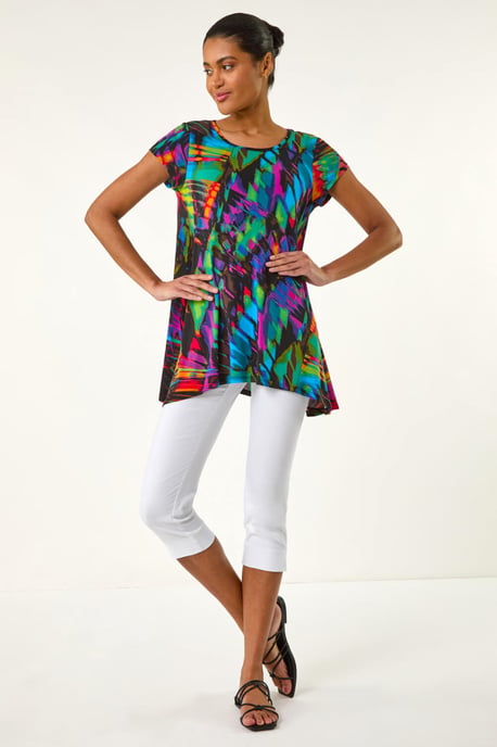 Abstract Print Hanky Hem Tunic - Image 2