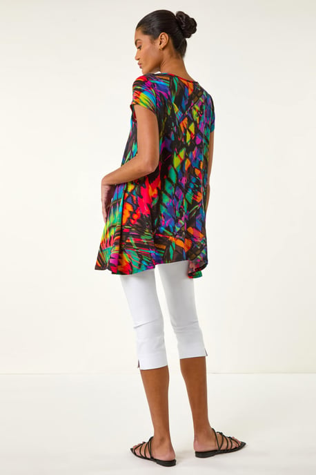 Abstract Print Hanky Hem Tunic - Image 3