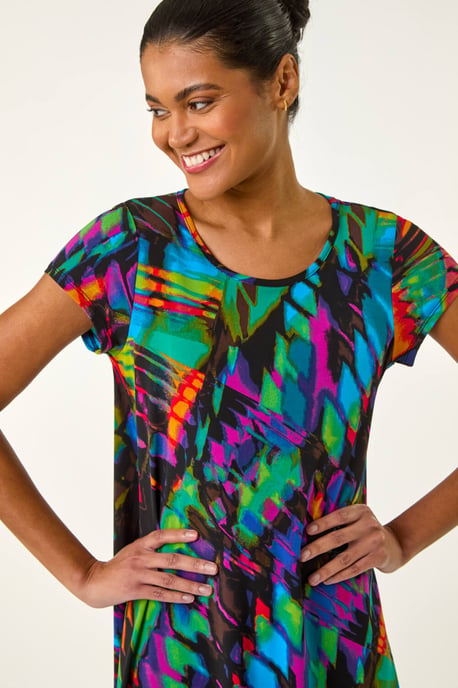 Abstract Print Hanky Hem Tunic - Image 4