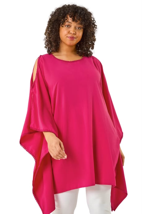 Curve Bobble Trim Hanky Hem Top - Image 1
