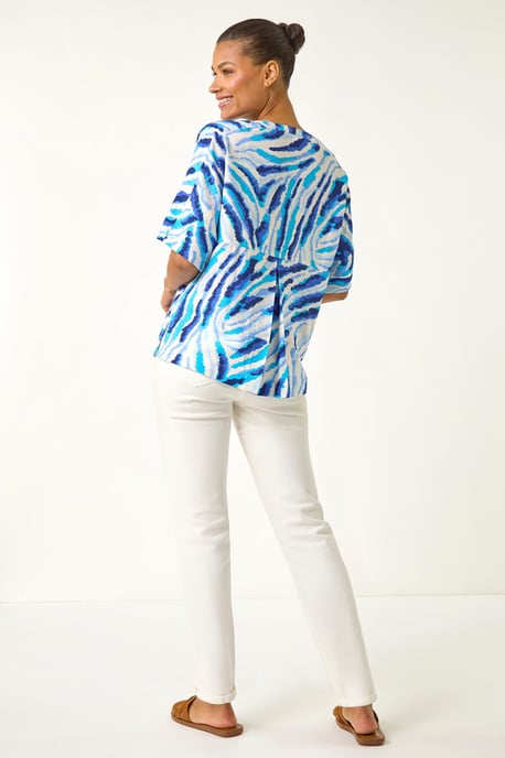 Animal Print Pleated Tunic Top - Image 3