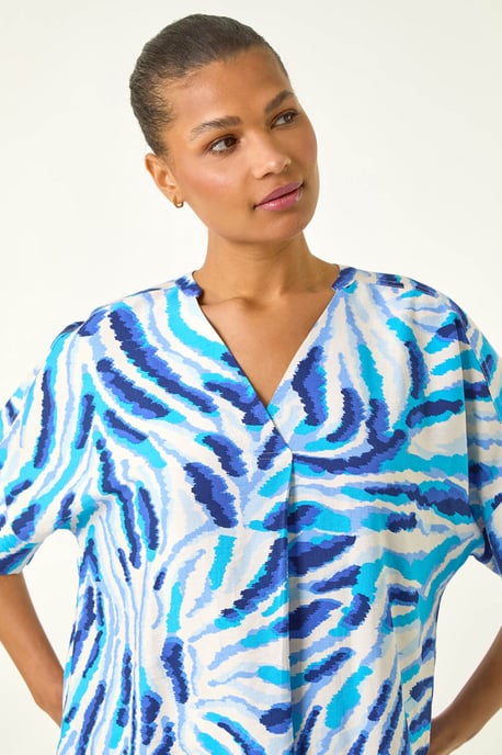 Animal Print Pleated Tunic Top - Image 4