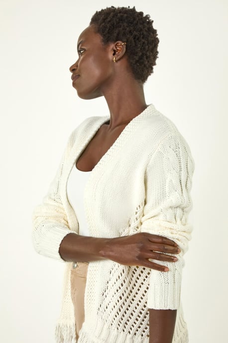 Lightweight Fringe Hem Knit Cardigan - Image 2