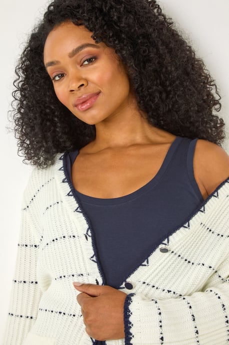 Petite Contrast Stitch Cardigan - Image 2