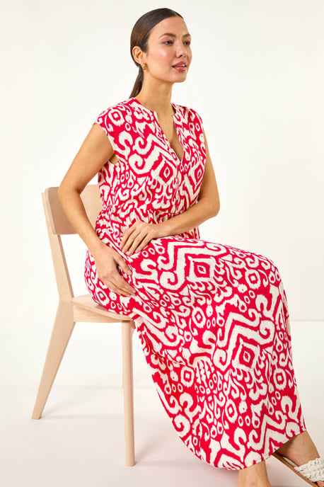 Aztec Print Midi Smock Dress - Image 2
