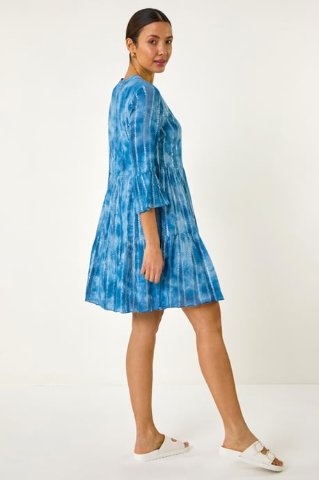 Tie Dye Print Shimmer Smock Dress - Image 3