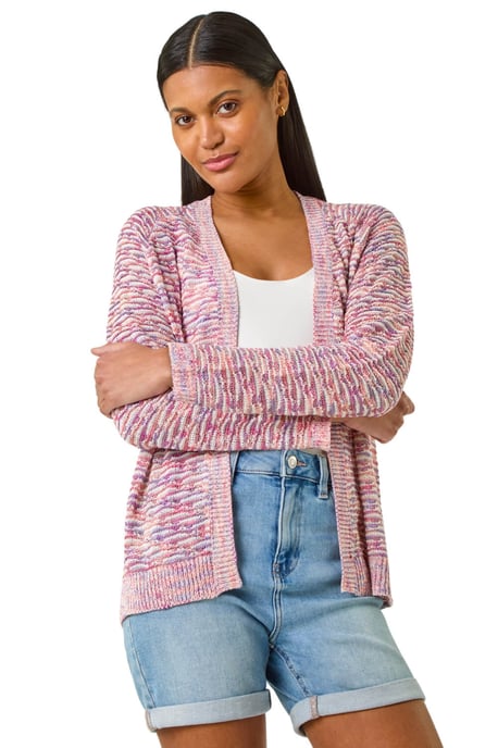 Textured V-Neck Knit Shrug - Image 1