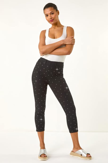 Embellished Cropped Stretch Jeggings - Image 3