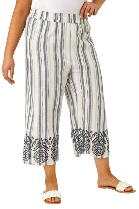 Curve Cropped Broderie Trousers - Image 1