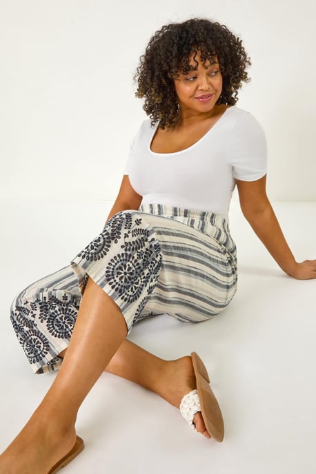 Curve Cropped Broderie Trousers - Image 2