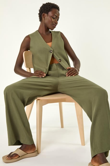 Smart Twill Wide Leg Pocket Trouser - Image 2