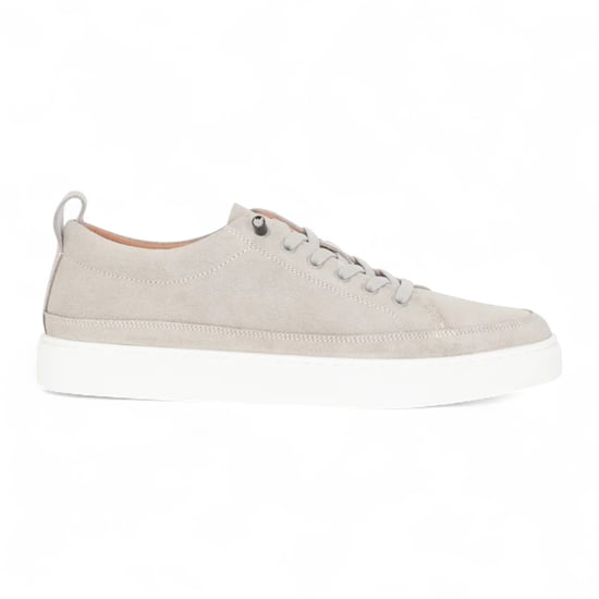 Justin Reess Mens Grey Suede Leather Trainers Sneakers - Josh - Image 1