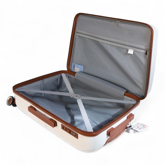 Hard Shell White Strong Suitcase 8 Wheel Cabin Luggage Holiday Travel Case - Image 5