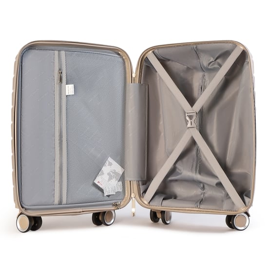 Hard Shell TSA Smoke Champagne Beige Strong Suitcase 8 Wheel Cabin Luggage Holiday Travel Case - Image 5