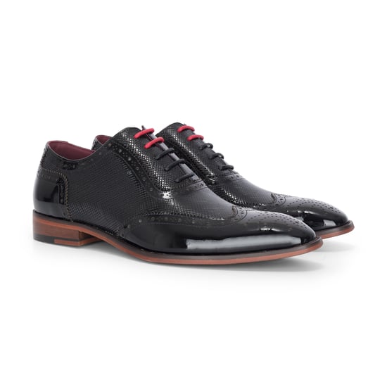 Justin Reess Heren Zwarte Lakleren Brogue Schoenen - Flynn - Image 3