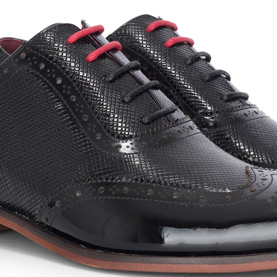 Justin Reess Heren Zwarte Lakleren Brogue Schoenen - Flynn - Image 5